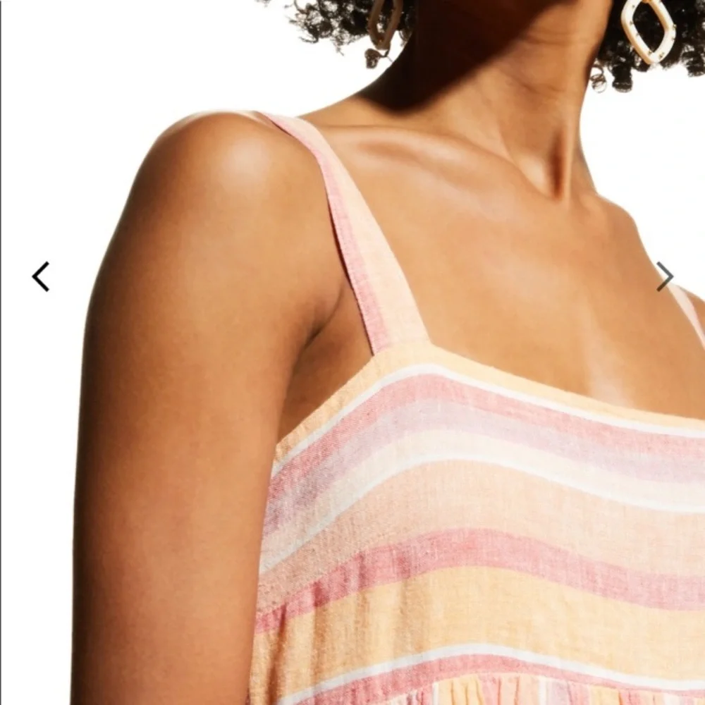 Rails Sadie Dress NEW in Azalea Stripe Peach Pink Linen Blend Women’s Size XS - Picture 7 of 16